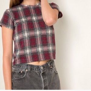 plaid slightly cropped brandy top